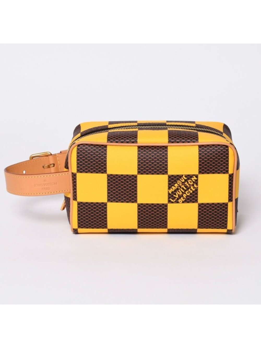 Louis Vuitton Damier Pop Rocker Dopp Kit Travel Pouch Yellow Brown